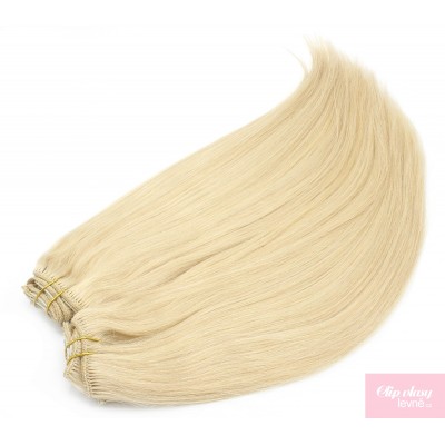 Clip in maxi set 63cm pravé ľudské vlasy - REMY 240g - najsvetlejšia blond