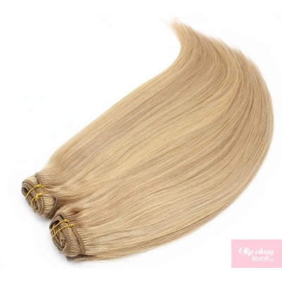 Clip in maxi set 63cm pravé ľudské vlasy - REMY 240g - prírodná/svetlejšia blond