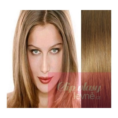 Clip in vlasy 43cm 100% ľudské - REMY 70g - svetlo hnedá
