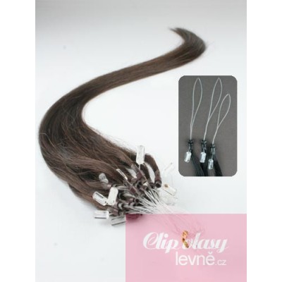 Vlasy pre metódu Micro Ring / Easy Loop 40cm - tmavo hnedá