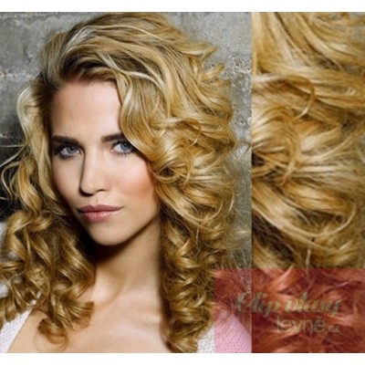 Clip in kučeravé vlasy 100% ľudské REMY 53cm - prírodná blond