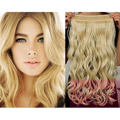 Clip in REMY vlasový pás 43cm vlnitý - najsvetlejšia blond