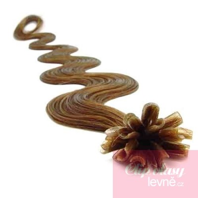 Vlasy európskeho typu na predlžovanie keratínom 50cm vlnité - svetlo hnedá