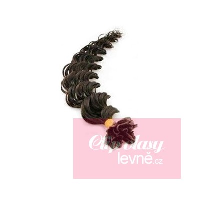 Vlasy európskeho typu na predlžovanie keratínom 50cm kučeravé - prírodná čierna