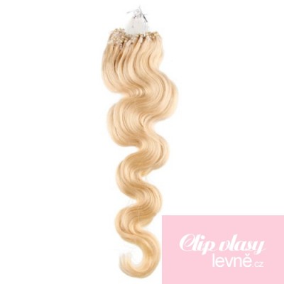 Vlasy pre metódu Micro Ring / Easy Loop 50cm vlnité - najsvetlejšia blond