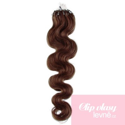 Vlasy pre metódu Micro Ring / Easy Loop 60cm vlnité - stredne hnedá