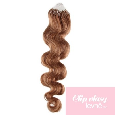 Vlasy pre metódu Micro Ring / Easy Loop 60cm vlnité - svetlo hnedá