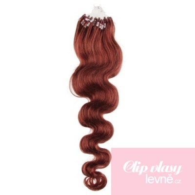 Vlasy pre metódu Micro Ring / Easy Loop 60cm vlnité - medená