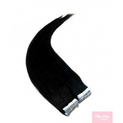 Vlasy pro metodu Invisible Tape / TapeX / Tape Hair / Tape IN 50cm - čierna