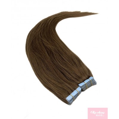 Vlasy pro metodu Invisible Tape / TapeX / Tape Hair / Tape IN 50cm - stredne hneda