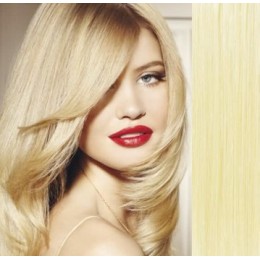 Clip in vlasy 63cm 100% ľudské - REMY 120g - najsvetlejšia blond