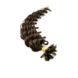 Vlasy európskeho typu na predlžovanie keratínom 50cm kučeravé - tmavo hnedá