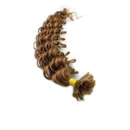 Vlasy európskeho typu na predlžovanie keratínom 50cm kučeravé - svetlo hnedá