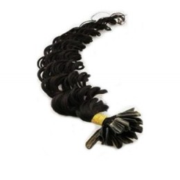 Vlasy európskeho typu na predlžovanie keratínom 60cm kučeravé - čierne