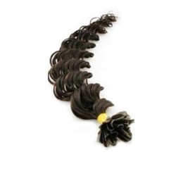Vlasy európskeho typu na predlžovanie keratínom 60cm kučeravé - prírodná čierna