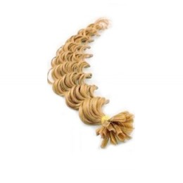 Vlasy európskeho typu na predlžovanie keratínom 60cm kučeravé - prírodná blond