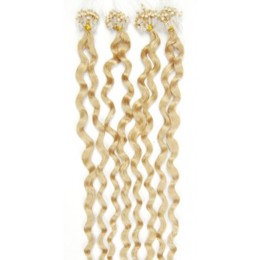 Kudrnaté vlasy pro metodu Micro Ring / Easy Loop 50cm – nejsvětlejší blond