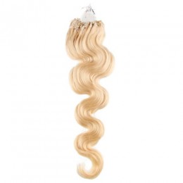Vlasy pre metódu Micro Ring / Easy Loop 60cm vlnité - najsvetlejšia blond
