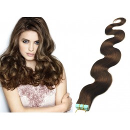 Vlnité vlasy pro metodu TapeX / Tape Hair / Tape IN 50cm - středně hnědé