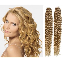 Kudrnaté vlasy pro metodu TapeX / Tape Hair / Tape IN 60cm - přírodní blond