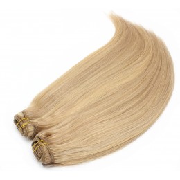Clip in maxi set 53cm pravé ľudské vlasy - REMY 200g - prírodná/svetlejšia blond